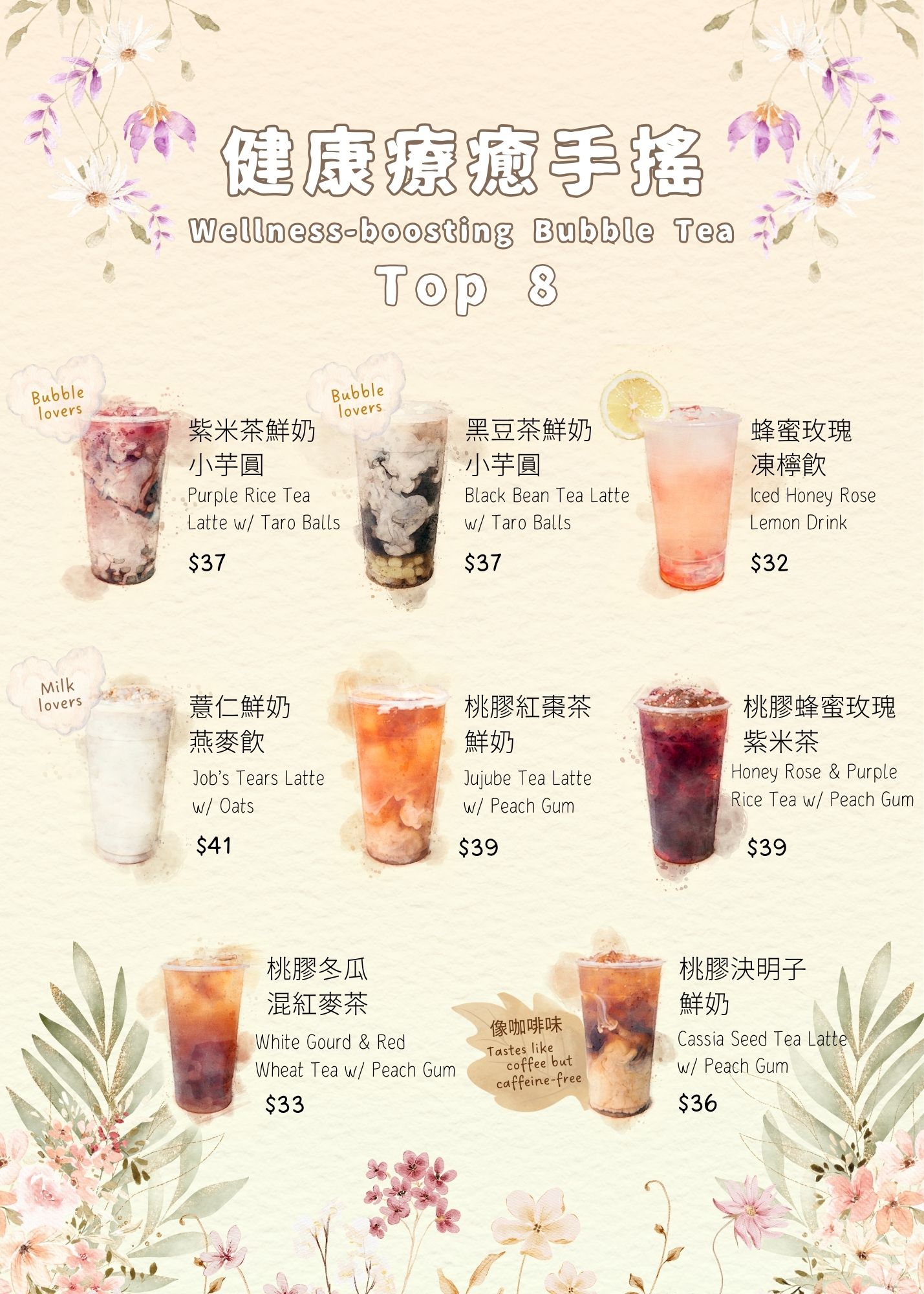 Zhizuocha Top 8 Wellness Menu